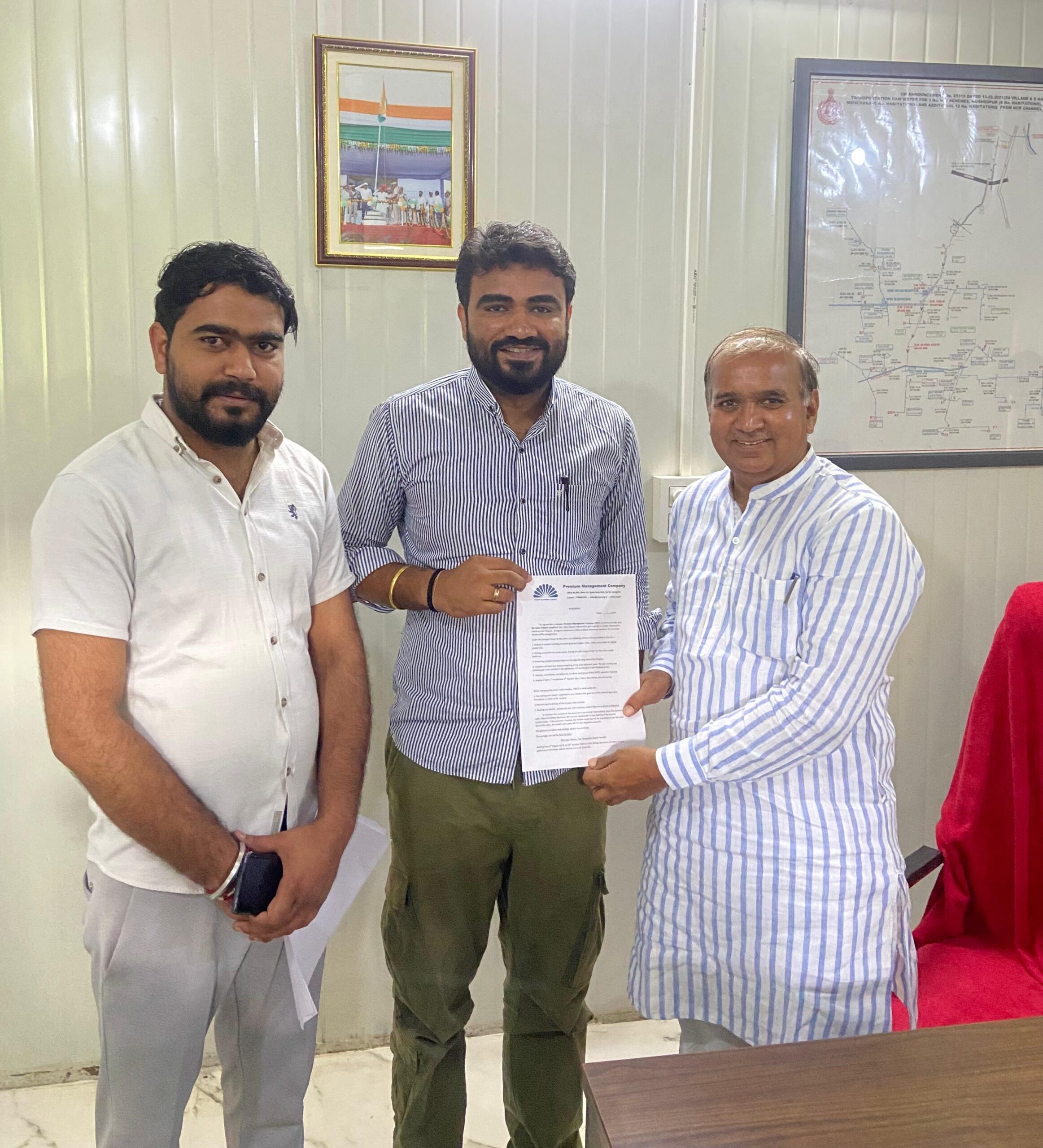 Signing PR Agreement with Satya Prakash Jarawta, former MLA Pataudi
